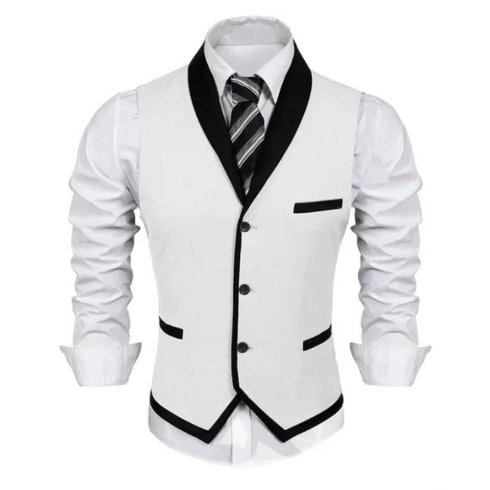 New Men's Suit Vest Slim Fit Waistcoat White